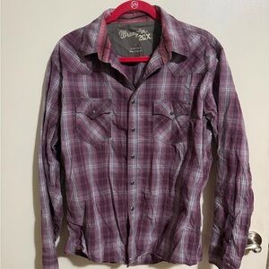Wrangler 20X Red and Purple Plaid Shirt